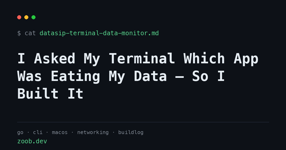 I Asked My Terminal Which App Was Eating My Data — So I Built It